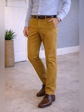 Men's Slim Chino Pants in Mustard. BB10